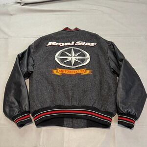 VTG 90s Yamaha Royal Star Motor Sports Wool Leather Letterman Men Grunge Biker L